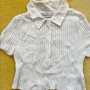 Urban Outfitters Ribbed Polo in Cream